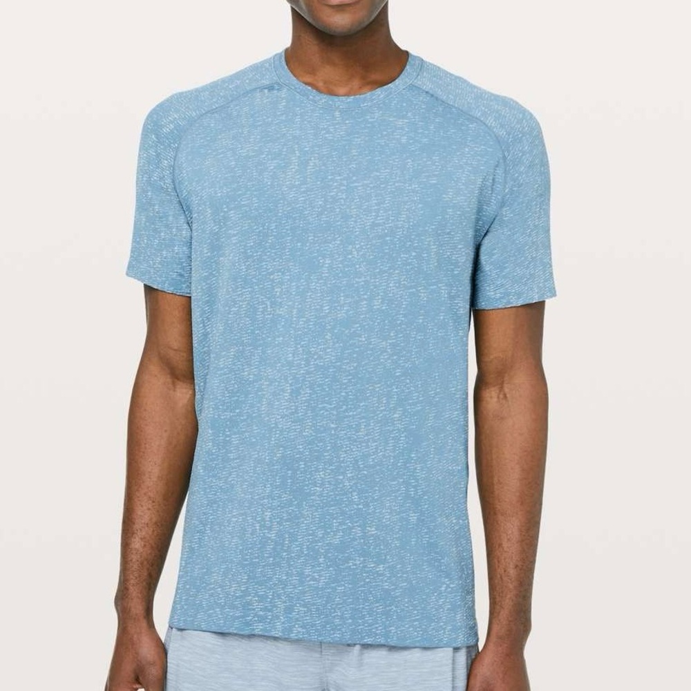 Lululemon Sports Metal Vent Tech Short Sleeve In Utility Blue / White Size Small